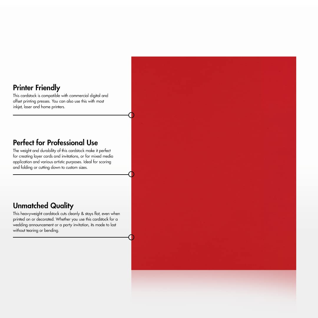 Premium Ruby Red Cardstock Paper 8.5