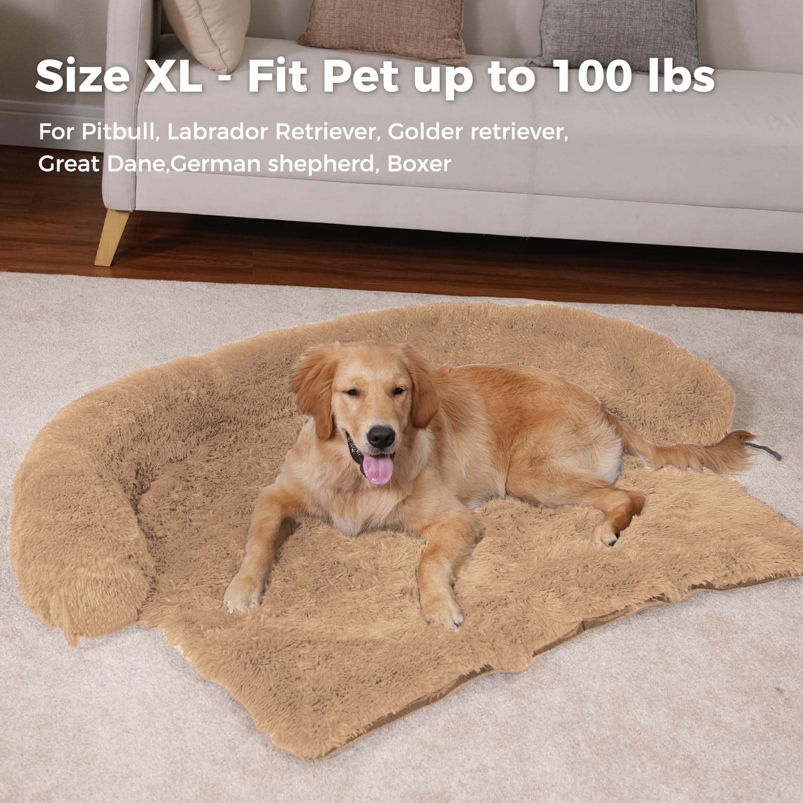 Washable Calming Dog Bed for Small, Medium & Large Dogs & Cats - Soft Pet Couch Cover with Removable Washable Cover - Perfect for Home, Crate & Travel Use