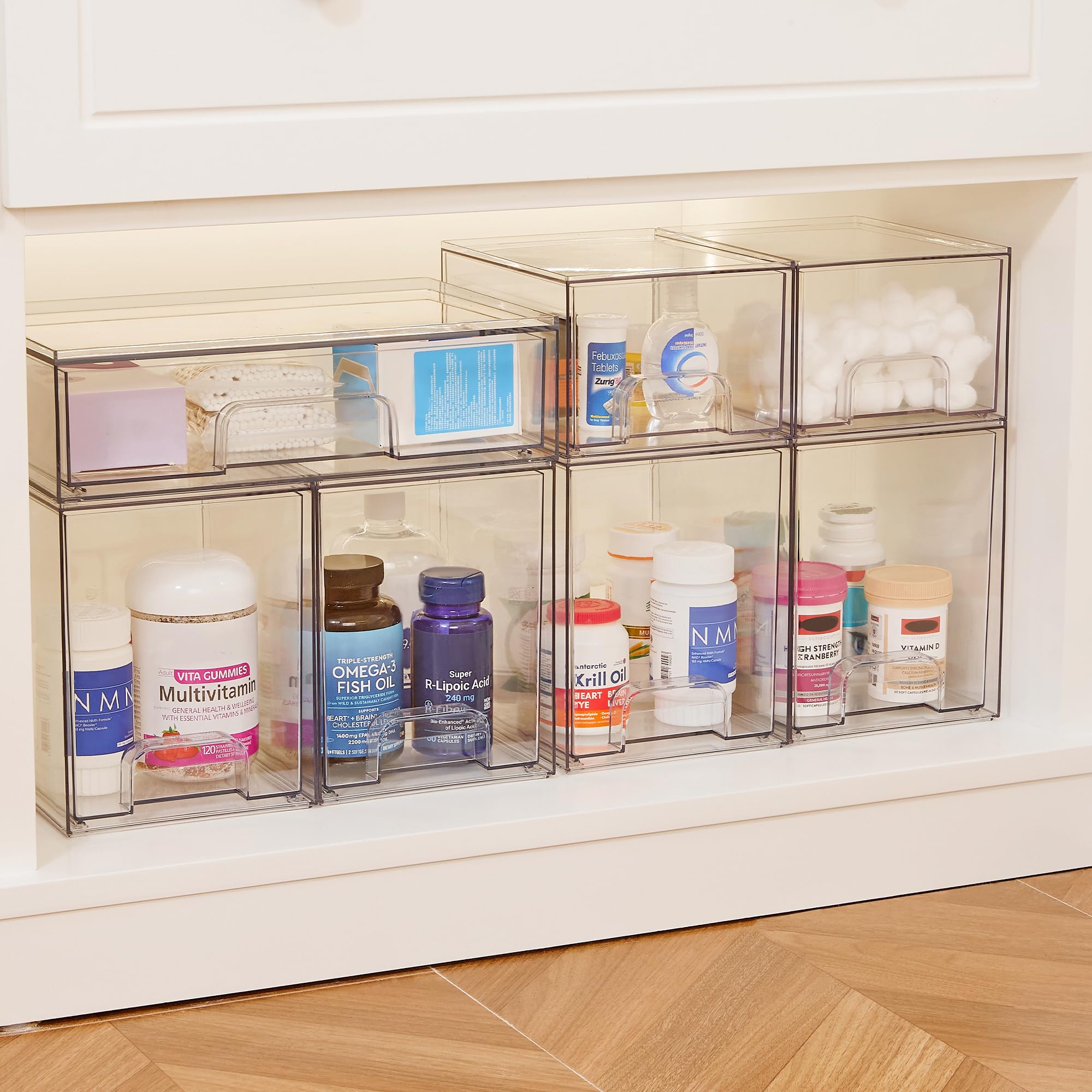 Vtopmart 4-Pack Clear Stackable Plastic Storage Drawers - 7.6