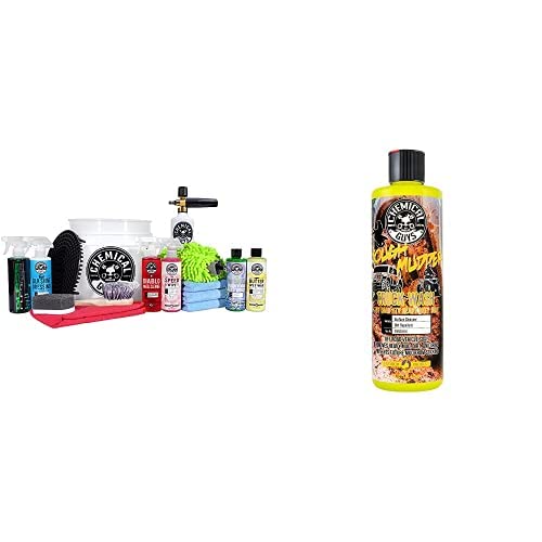 Chemical Guys CWS20216FC 16-Piece Car Wash Kit with Foam Cannon, 6 Buckets & 16 oz Car Care Chemicals - Compatible with Pressure Washers & Includes Tough Mudder Foaming Truck Wash - Perfect for Home Car Detailing, Truck Cleaning & Professional Auto Care