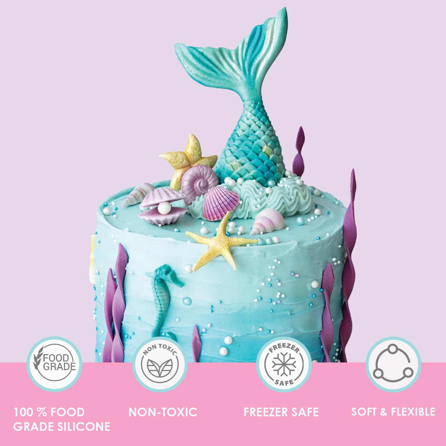 Premium Silicone Fondant Mold for Cake Decorating - Mermaid Tail Design | Baking Tools for Birthday, Wedding, and Party Cakes | Reusable & Non-Stick Chocolate Butter Flour Molds