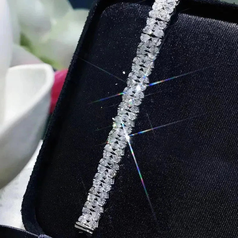 18K White Gold Real Diamond Bracelet for Women - 7.0ct Luxury Fine Jewelry for Wedding, Engagement & Party | Elegant Gift for Her, Anniversary Present, Special Occasion Accessory