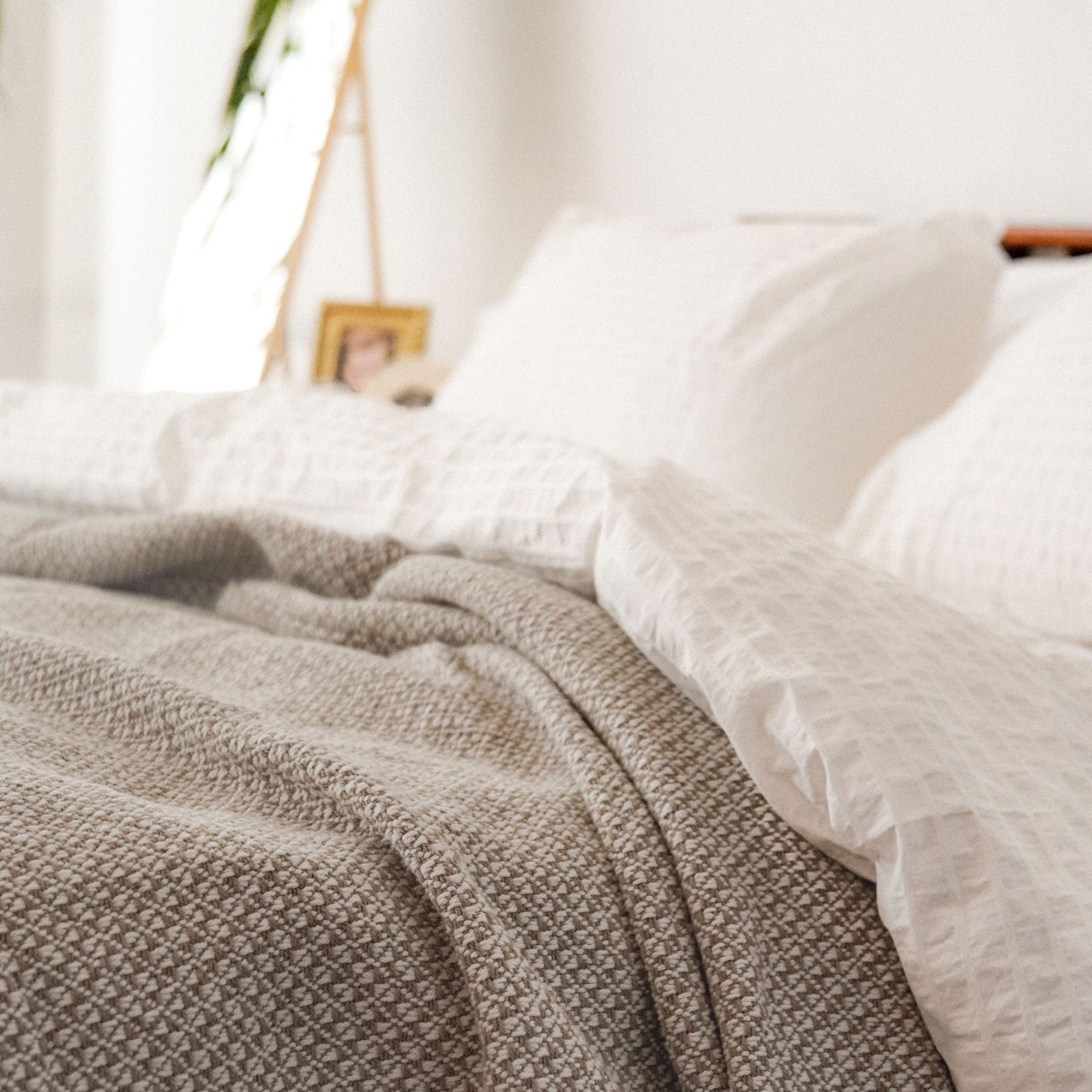Bar Harbor Soft Cotton Blanket - Lightweight & Cozy Throw for Bed, Couch, and Travel - Stone Gray - Perfect for Lounging, Picnics, and Gifts