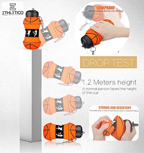 Collapsible Water Bottle 19oz - Leakproof Sports Bottle for Hiking, Gym & Travel