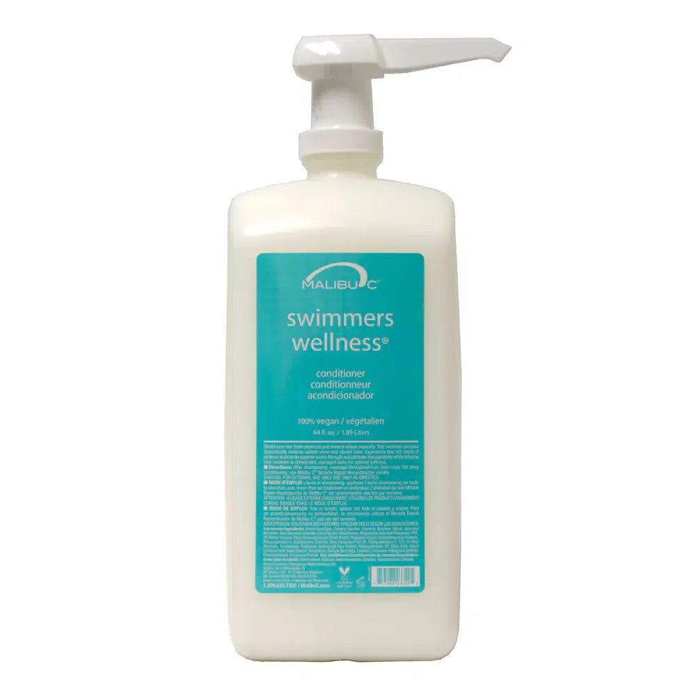 Malibu C Swimmers Wellness Conditioner 64 Oz - Chlorine & Salt Water Hair Repair for Swimmers, Surfers & Beach Lovers - Post Swim Hair Care Treatment