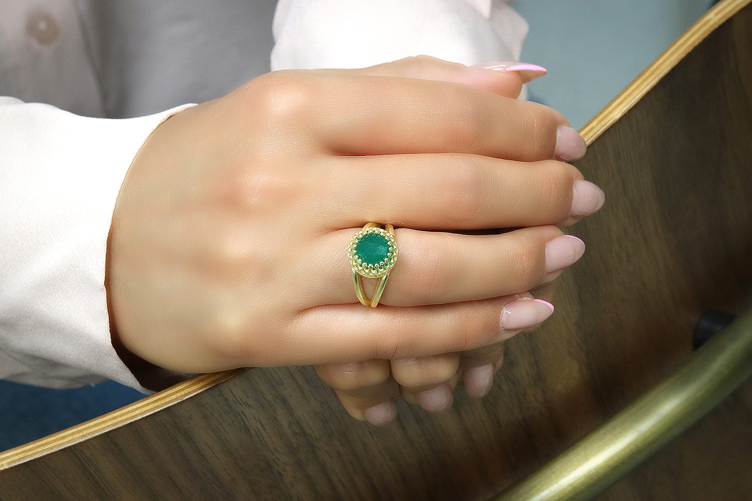 10mm Green Onyx Rose Gold-filled Ring - Handmade Jewelry for Women, Anniversary & Birthday Gifts - Elegant Rose Gold Band for Weddings, Parties & Special Occasions - Comes with Gift Box