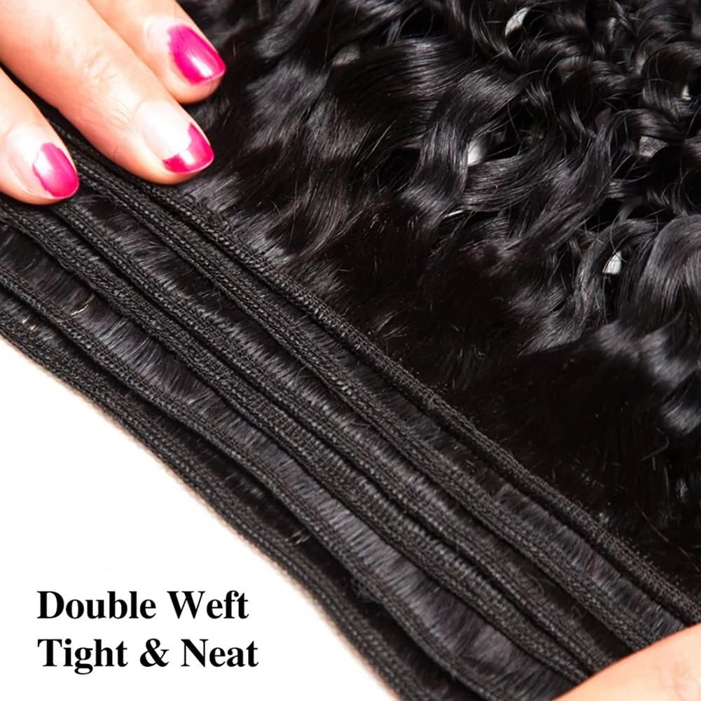 Brazilian Virgin Remy Human Hair Extensions - 4 Bundles Water Wave Weave (22 24 26 28 Inch) Natural Color Curly Hair for Women - Perfect for Daily Styling, Parties & Special Occasions