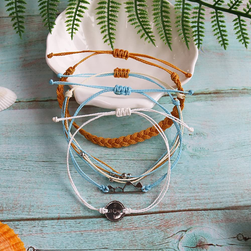 Trendy Adjustable Wave Surfer Friendship Bracelets for Women - Waterproof Summer Ankle Bracelets, Boho Beach Jewelry Gifts for Best Friend, Stocking Stuffers | Perfect for Beach Parties, Music Festivals & Everyday Boho Outfits