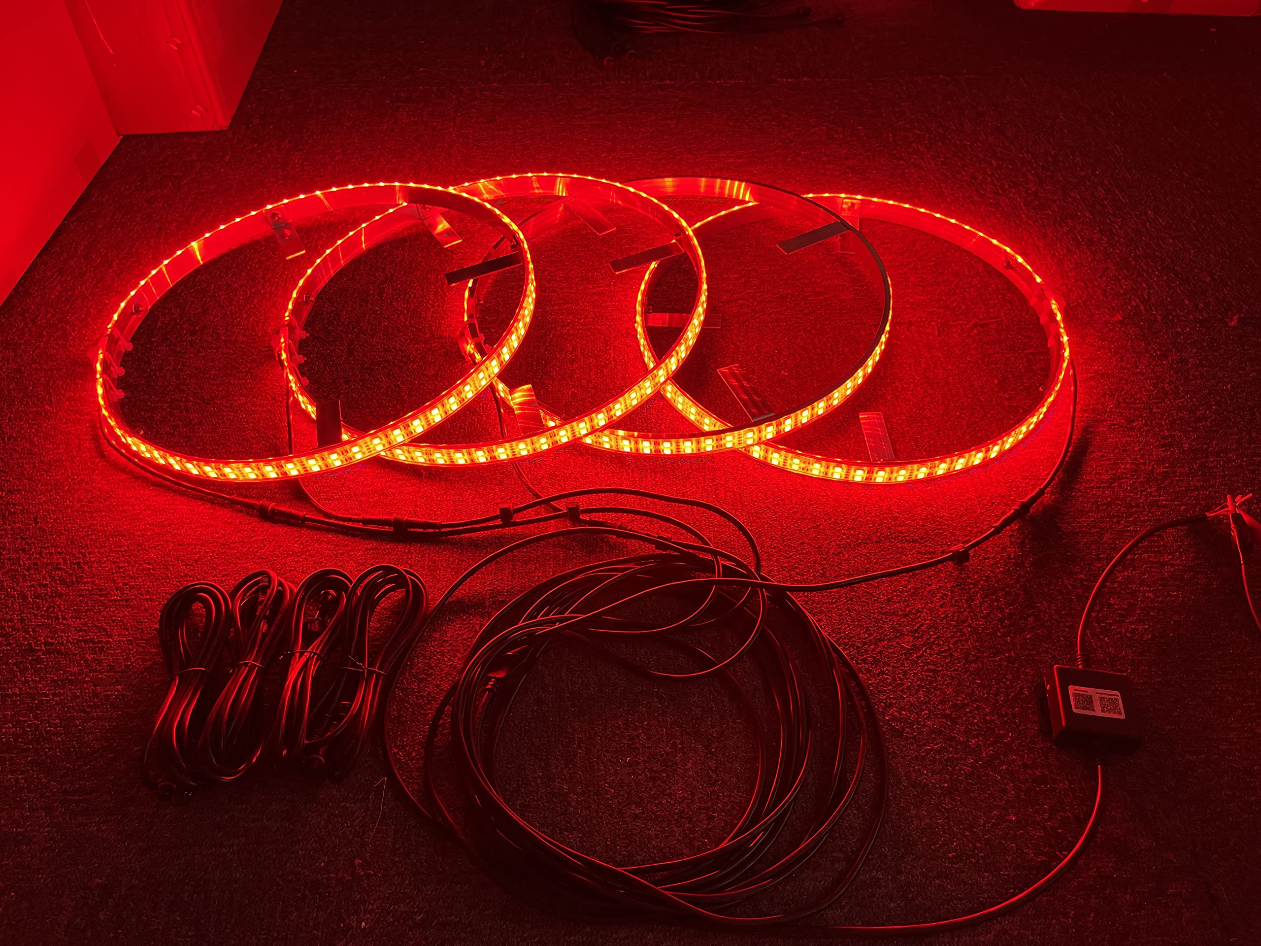 4PCS 17.5'' RGB LED Wheel Lights with Braking Function - Bluetooth App Control, Million Colors, Double Row Design for Trucks & Offroad Vehicles | Perfect for Night Rides, Car Shows & Offroad Adventures
