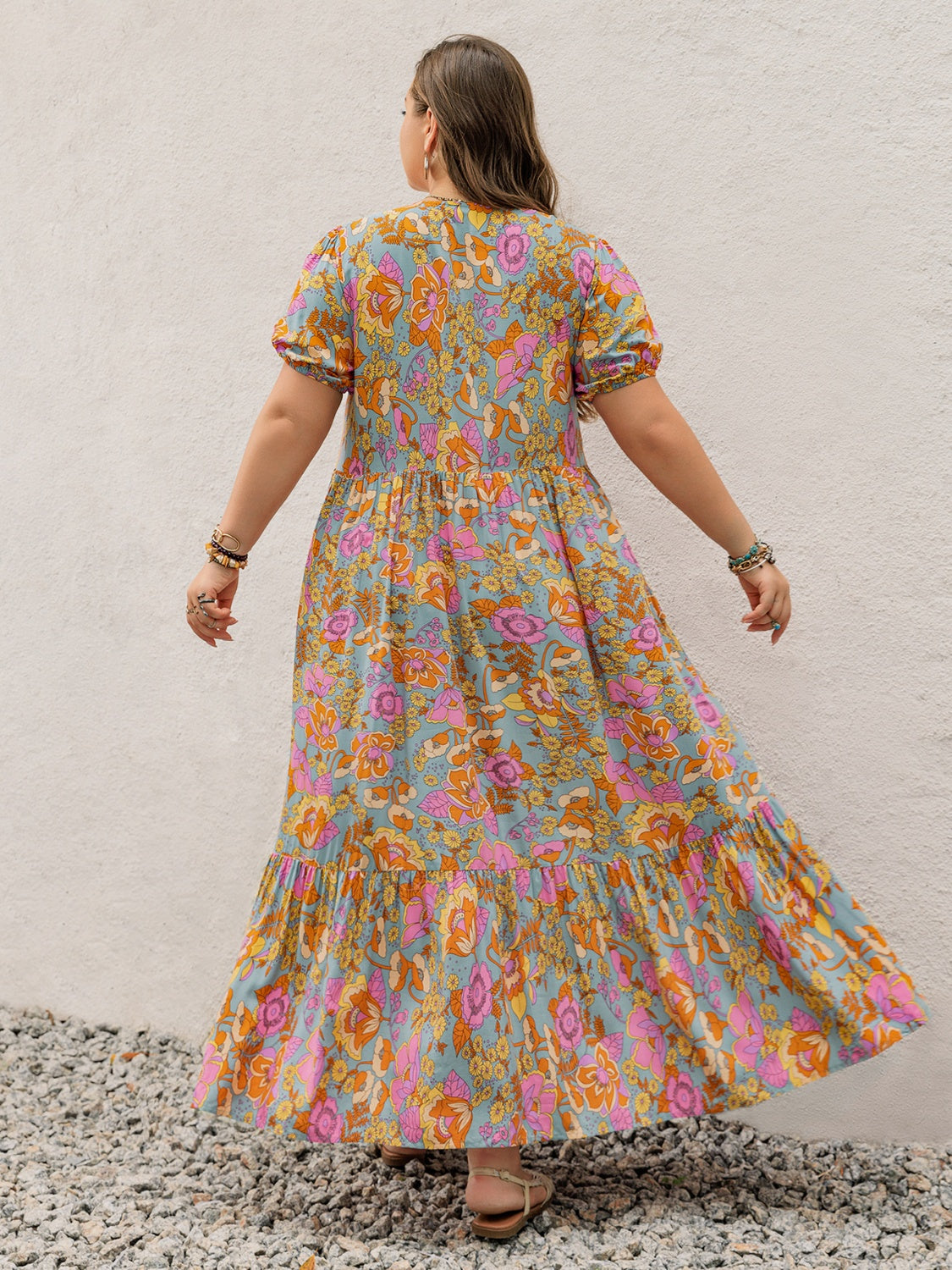 Plus Size Tiered Ruffled Resort Maxi Dress for Women - Flowy Beach Cover Up & Summer Vacation Outfit - Perfect for Tropical Getaways, Pool Parties, and Evening Dinners