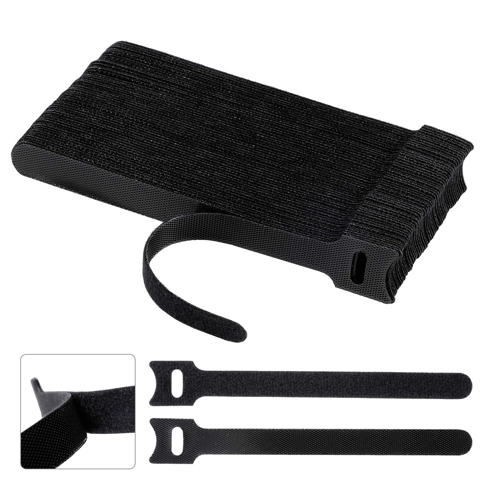 100 Pack 6-Inch Reusable Fastening Cable Ties - Black Cord Organizer for Home Office, Electronics, and DIY Cable Management