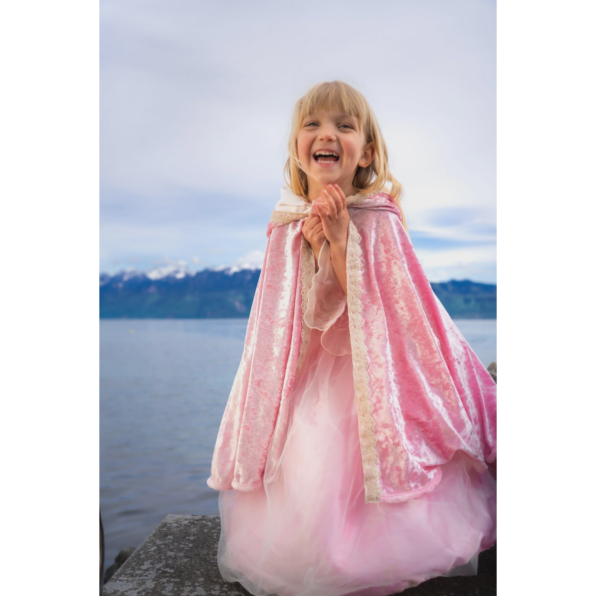 Deluxe Pink Rose Princess Cape - Elegant Costume Accessory for Girls' Dress-Up, Halloween & Birthday Parties | Perfect for Fairy Tale Play, Photo Shoots & Special Events
