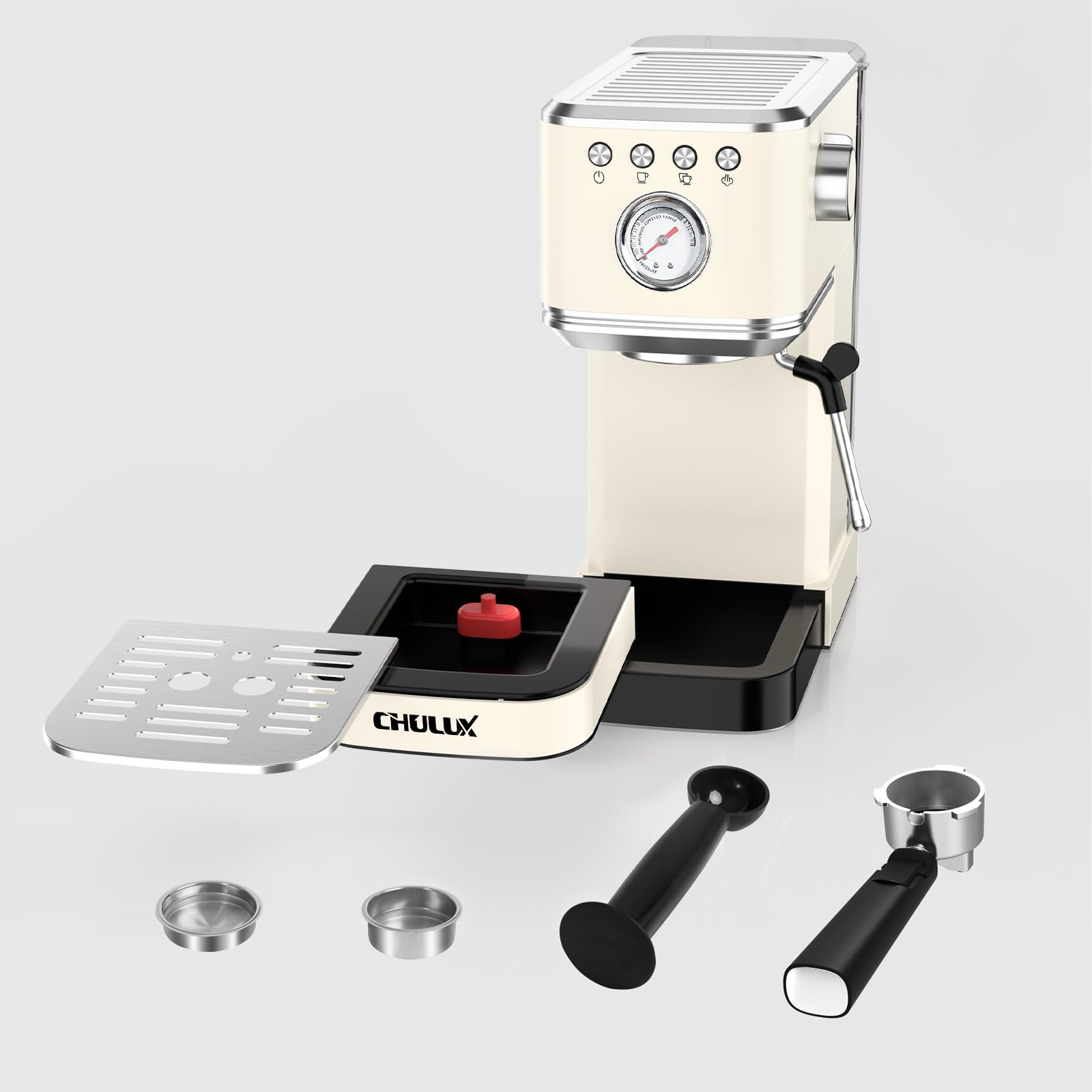 CHULUX 20 Bar Professional Italian Pump Semi-Automatic Espresso Machine with Milk Frother - Slim Design for Home Baristas, Perfect for Cappuccino & Latte | Ideal for Small Kitchens, Office Use & Coffee Enthusiasts