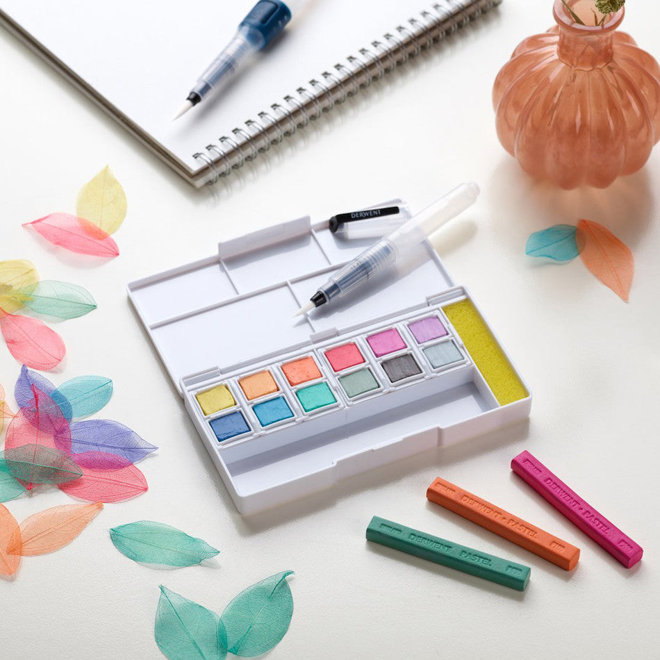 Derwent Pastel Shades Paint Pan Set - 24 Soft Pastel Colors for Artists & Sketching - Perfect for Drawing, Blending & Layering Techniques
