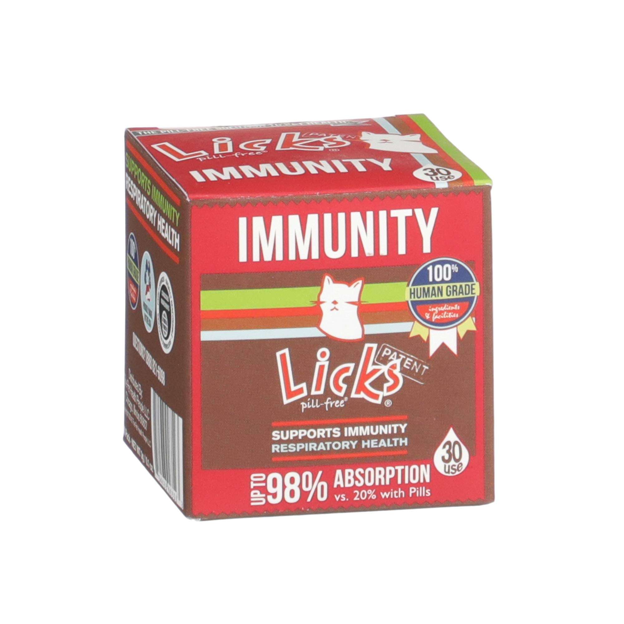 Licks Pill-Free Cat Immunity Booster - Immune Support Supplement for Cats - Respiratory Health Gel Packets (30 Uses) - Vet-Recommended Cat Health Supplies for Daily Wellness & Stress Relief