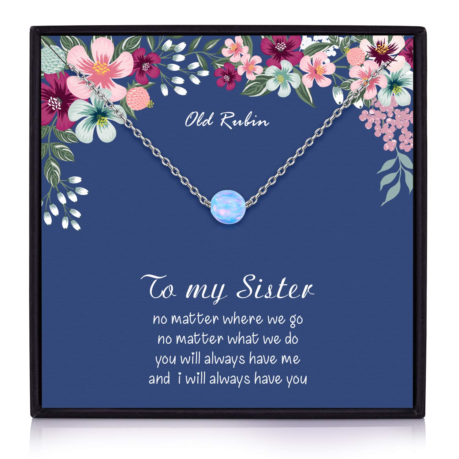 Opal Necklace for Women - 6mm Sterling Silver Beaded Sister Gift, Birthday Present for Sisters | Perfect for Sister's Day, Birthdays & Special Occasions