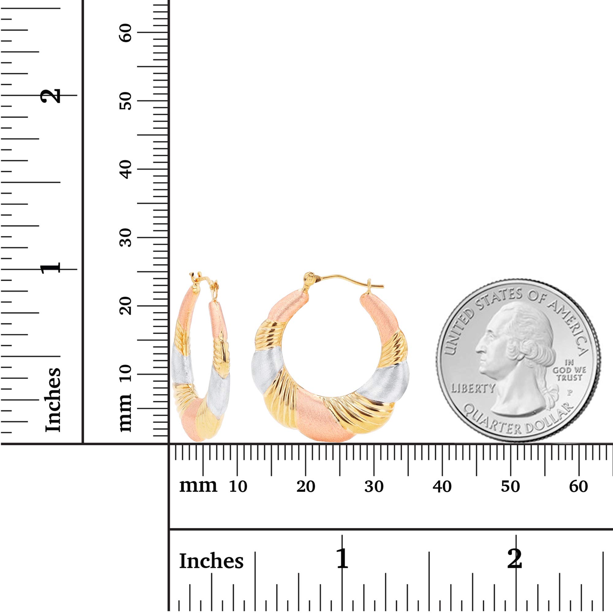 14K Solid Gold Twist Hoop Earrings for Women – 3.50x21mm Hypoallergenic Hoops for Sensitive Ears – Polished & Satin Finish – Perfect for Everyday Wear, Office & Special Occasions
