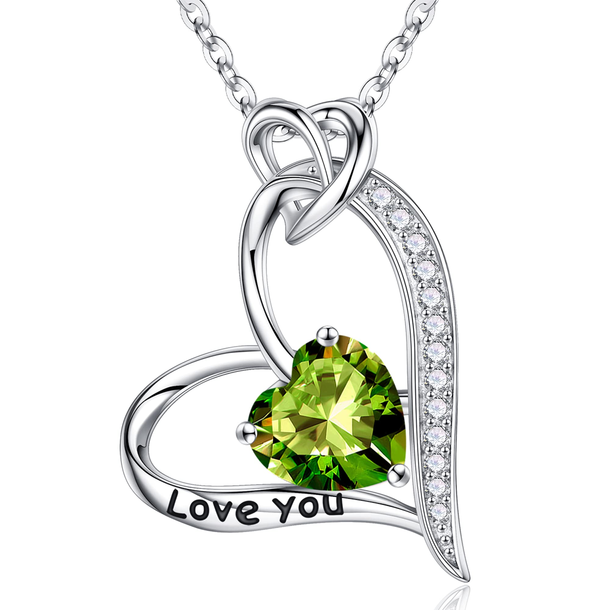 925 Sterling Silver Love Heart Pendant Necklace for Women - Personalized Birthstone Jewelry Gift for Valentine's Day, Mother's Day, Anniversary, Christmas & Birthday - Perfect for Mom, Grandma, Sister & Daughter - Romantic & Elegant Jewelry for Everyday Wear & Special Occasions