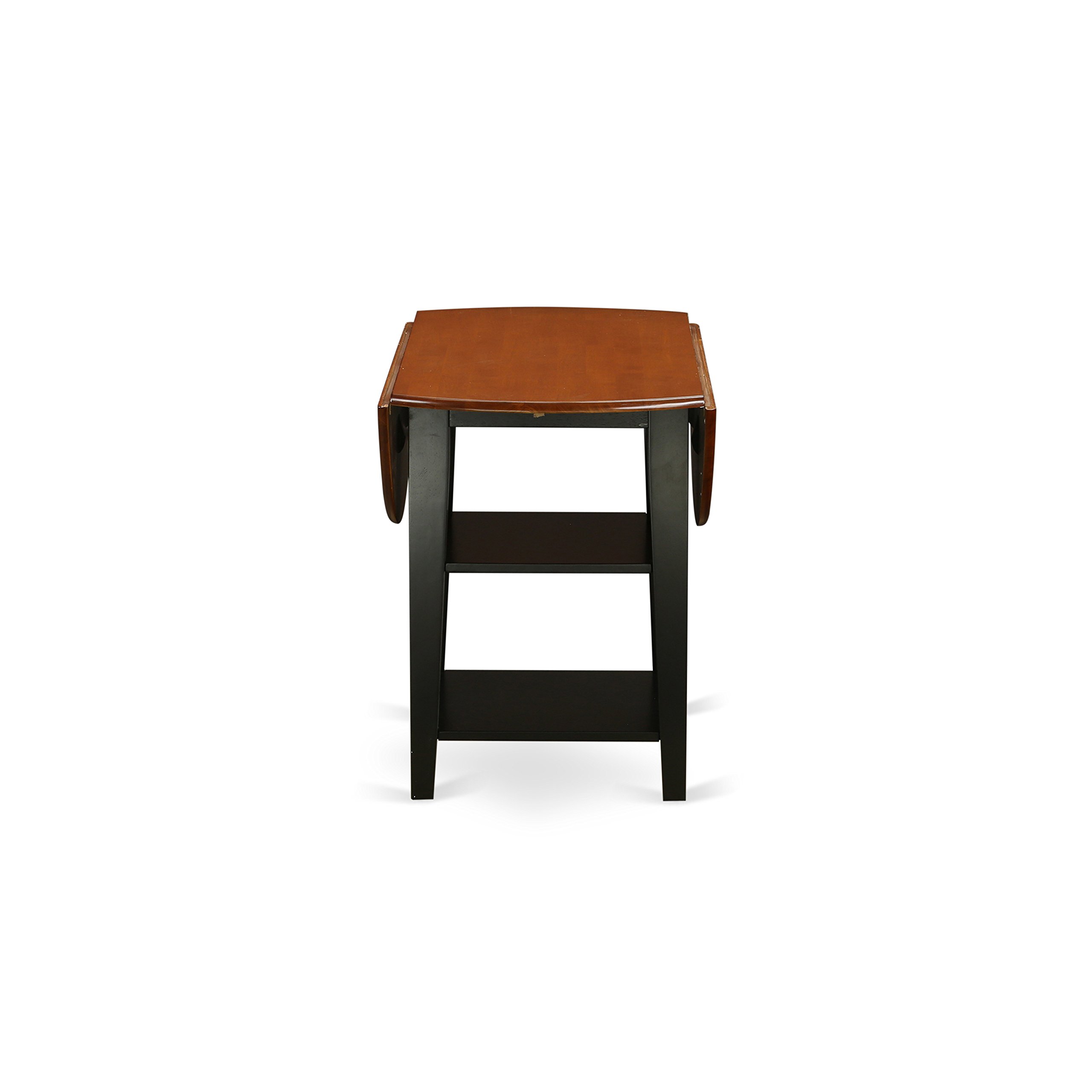 East West Furniture SUAN3-BCH-W 3-Piece Round Dining Table Set with Drop Leaf & Storage Shelves - 42x42 Inch Black Cherry Wood Kitchen Table & 2 Chairs - Perfect for Small Spaces, Breakfast Nooks & Apartment Dining Areas