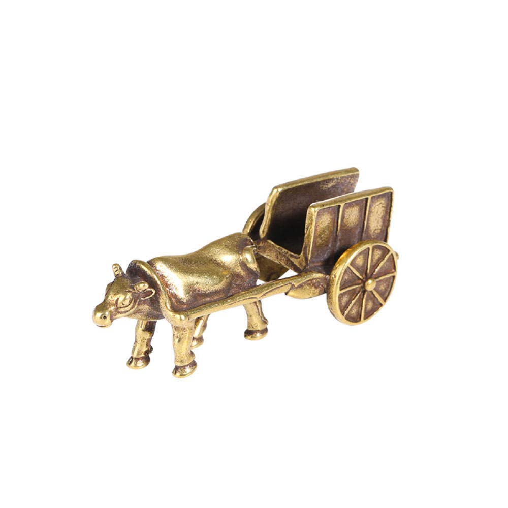 LKHH Pure Brass Ox Cart Statue - Handcrafted Desktop Decor, Coffee Table Ornament for Home & Office | Perfect Gift for Collectors & Coworkers