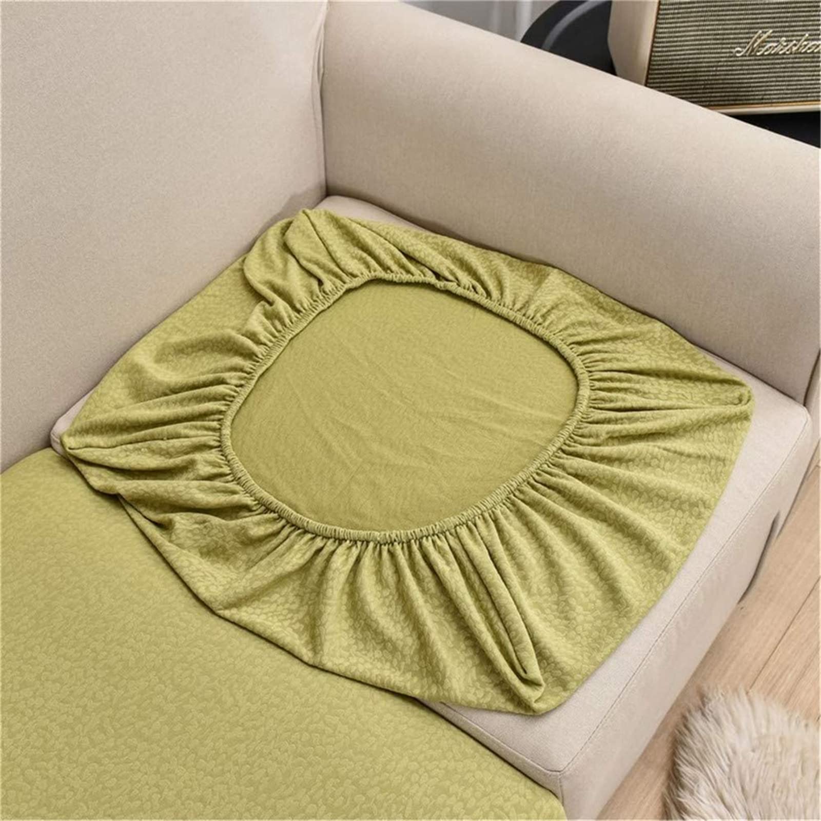 Stretch Waterproof Sofa Cushion Cover - High Elastic Fabric Slipcover for 3-Seater Couches, Bean Green | Spill-Resistant & Easy Clean | Perfect for Living Room, Family Room & Pet-Friendly Homes