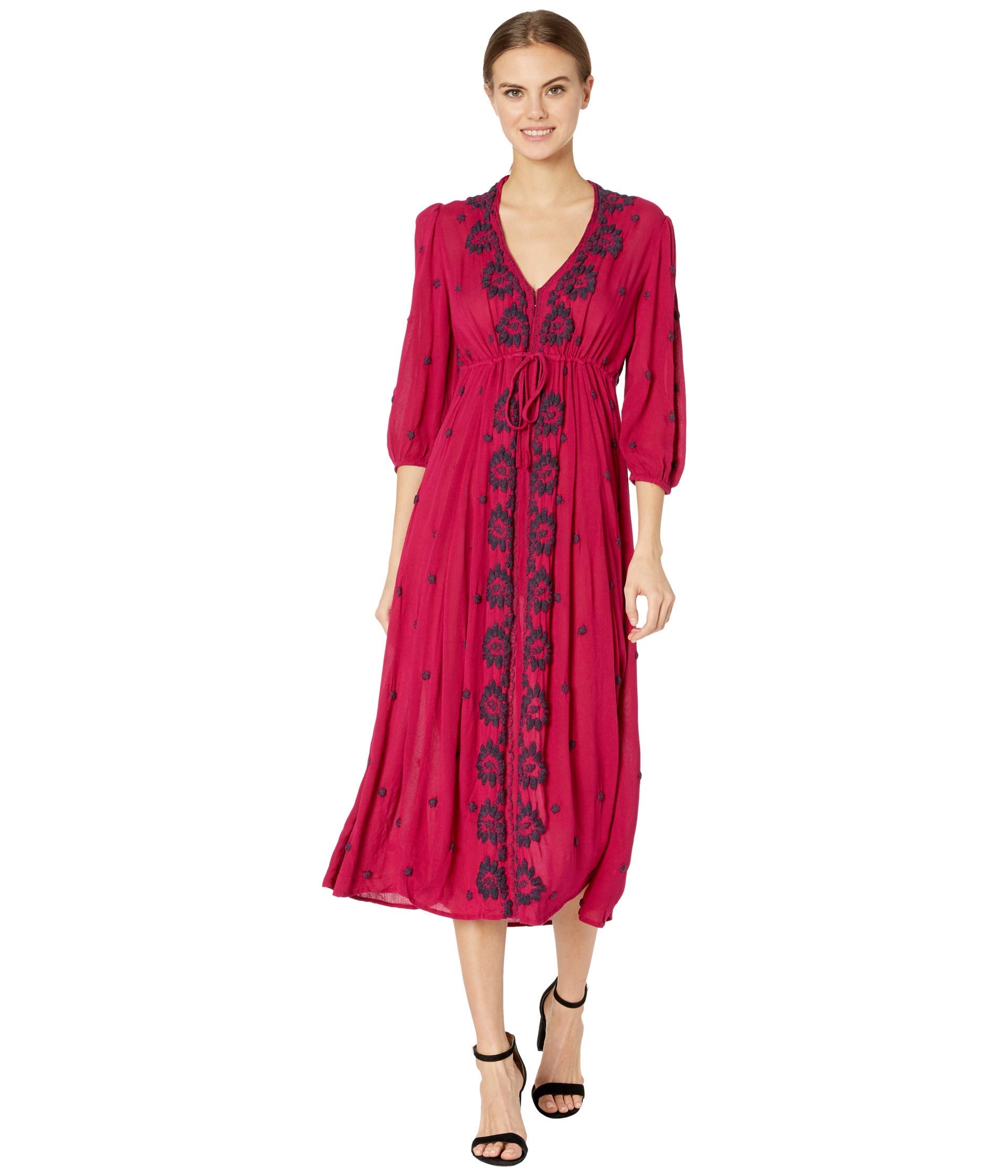 Free People Embroidered V-Neck Maxi Dress - Flowy Boho Summer Dress for Women, Perfect for Beach Vacations, Music Festivals & Date Nights