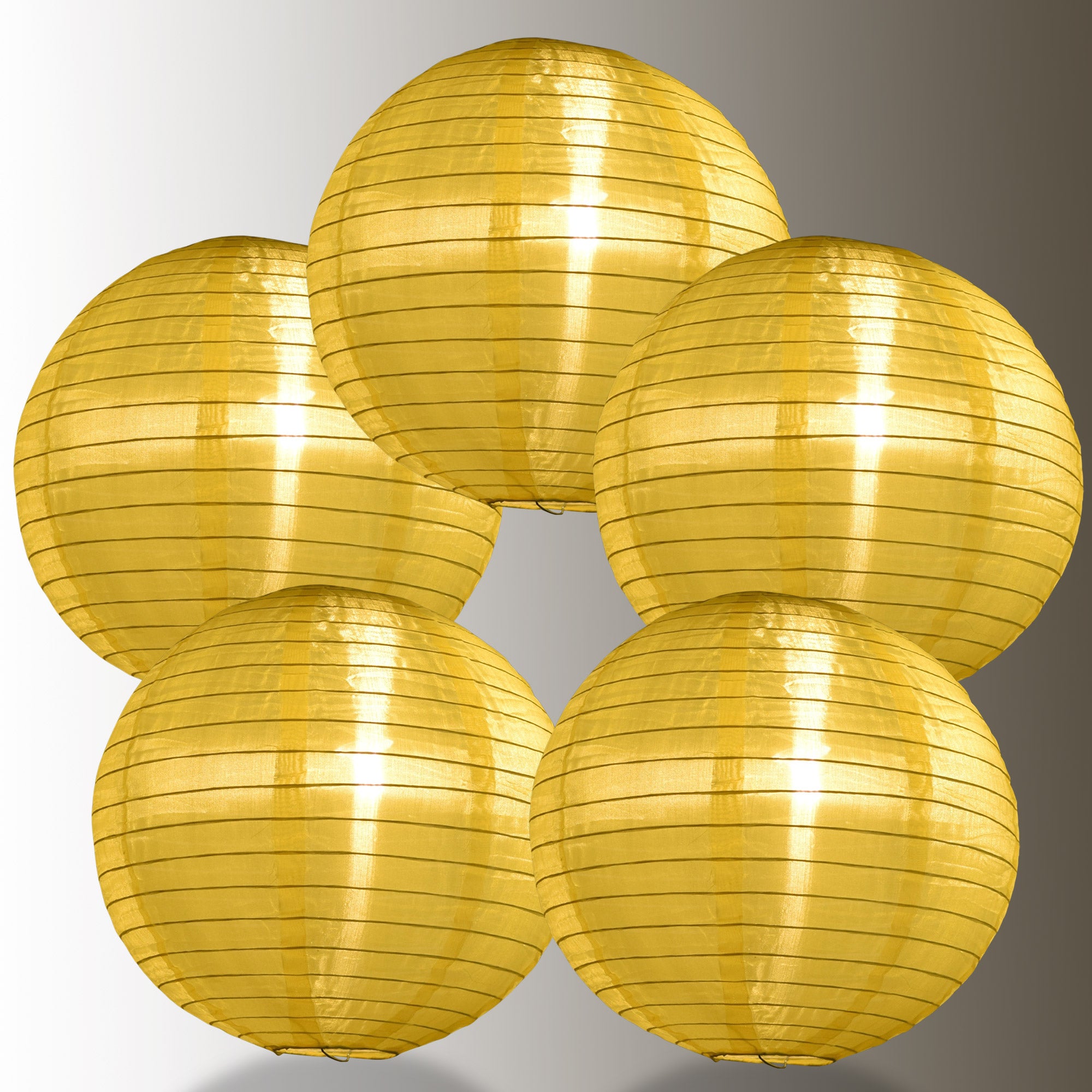 5 Pack Yellow Shimmering Nylon Lanterns - 14