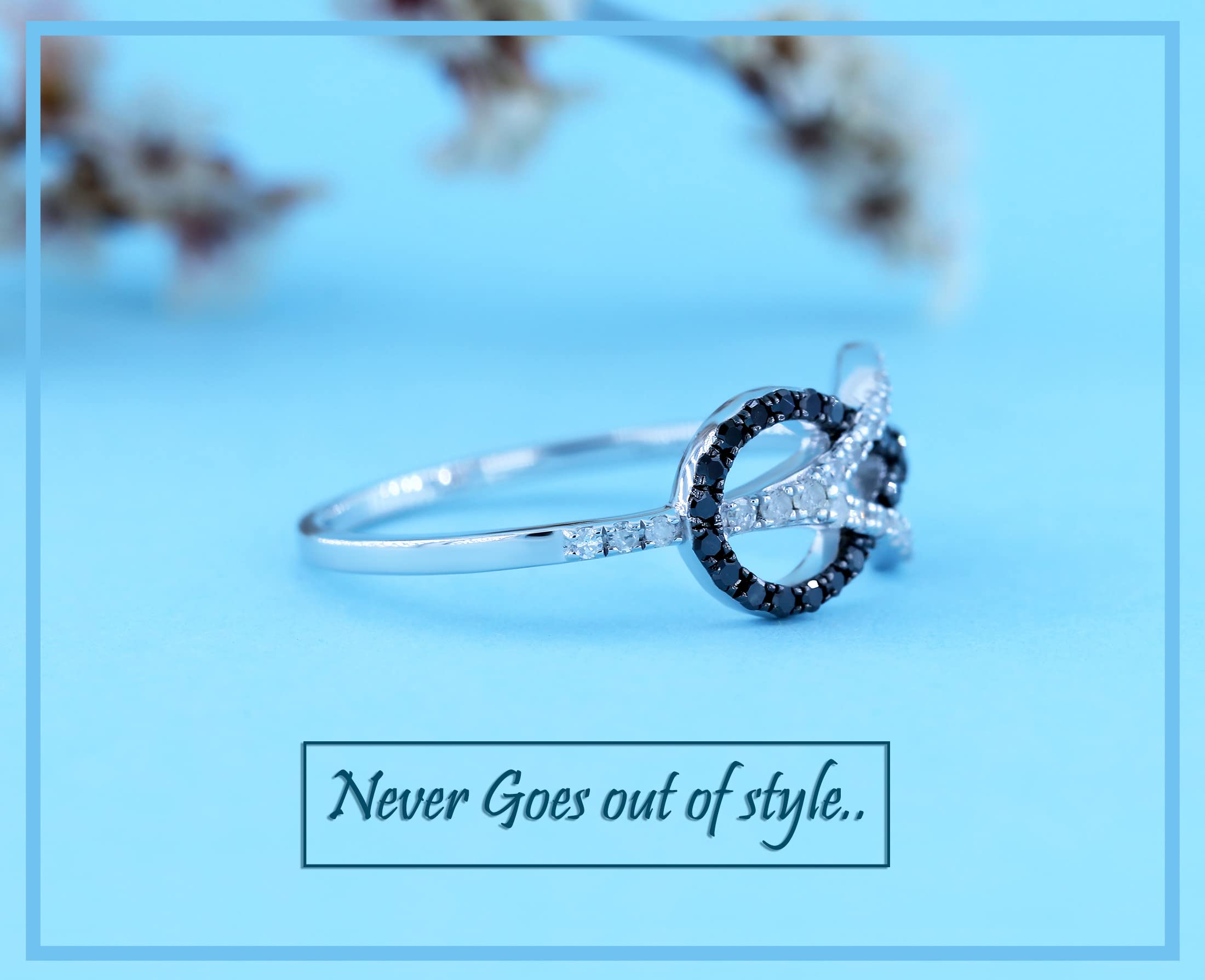 Dazzlingrock 0.35ct Round Black & White Diamond Infinity Ring for Women - 925 Sterling Silver Right Hand Ring - Perfect for Anniversary, Wedding, Valentine's Day & Special Occasion Gifts