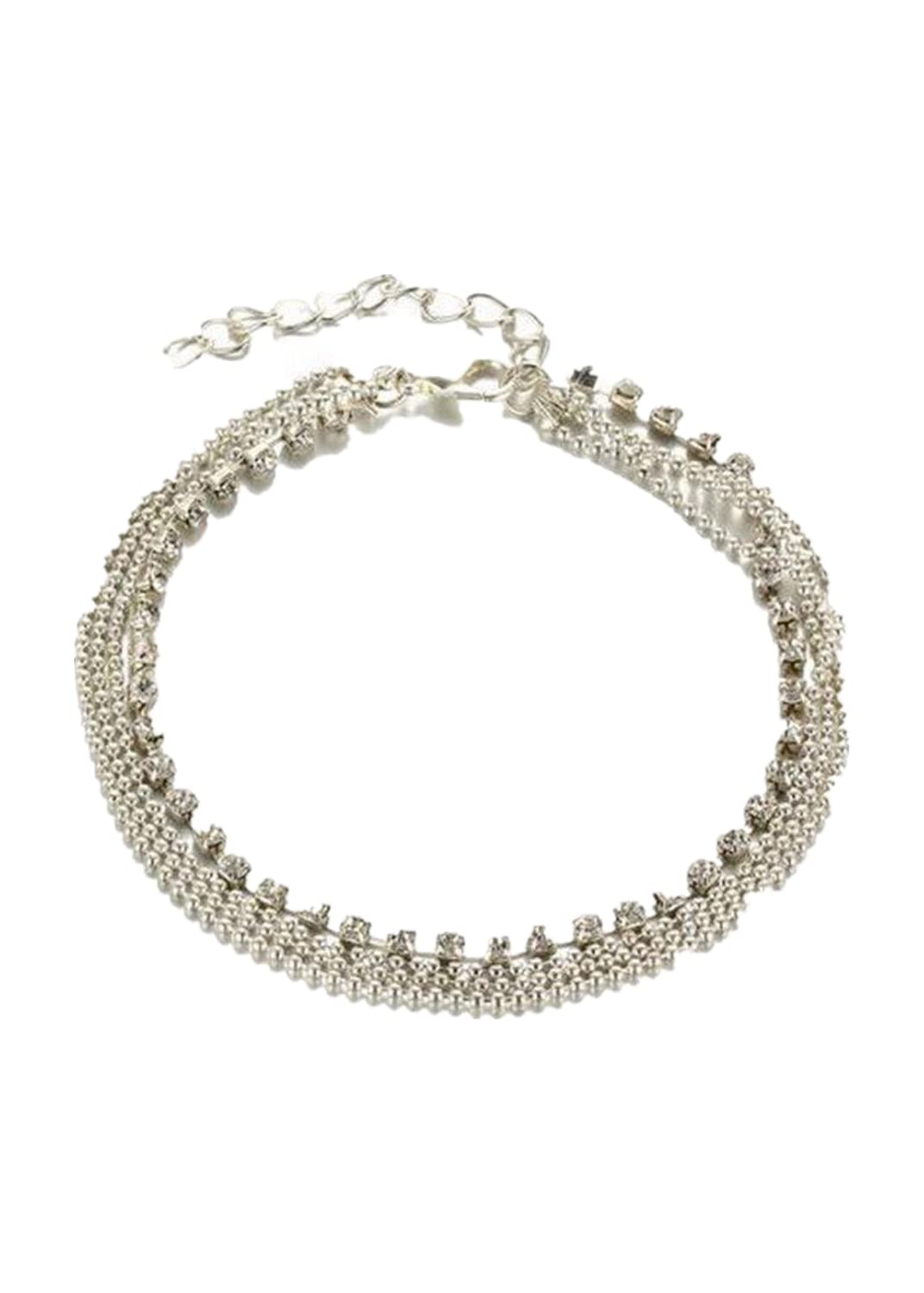 Elegant Multi-Layer Silver Crystal Ball Anklet for Women - Stylish Ankle Bracelet Foot Chain Jewelry Gift for Girlfriend, Wife & Couples | Perfect for Beach, Parties & Everyday Wear