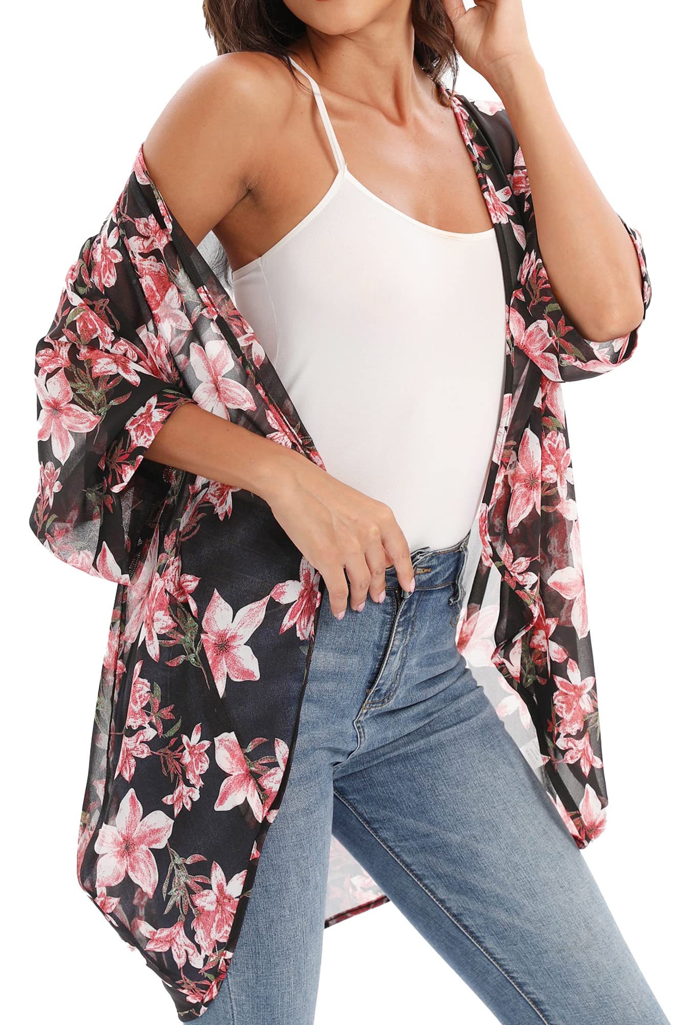 Women's Lightweight Chiffon Cardigan - Summer Beach Cover Up, Casual Blouse Top for Vacation & Everyday Wear | Perfect for Poolside, Travel & Office