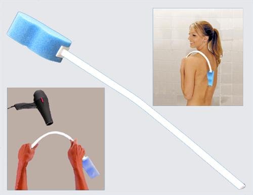 ArcMate Bendable Bath Sponge with Long Handle - Ergonomic Design for Easy Bathing & Showering - Ideal for Seniors, Disabled & Limited Mobility - 22 Inch Bathing Aid (15516) - Perfect for Back Washing, Exfoliating & Personal Hygiene Care