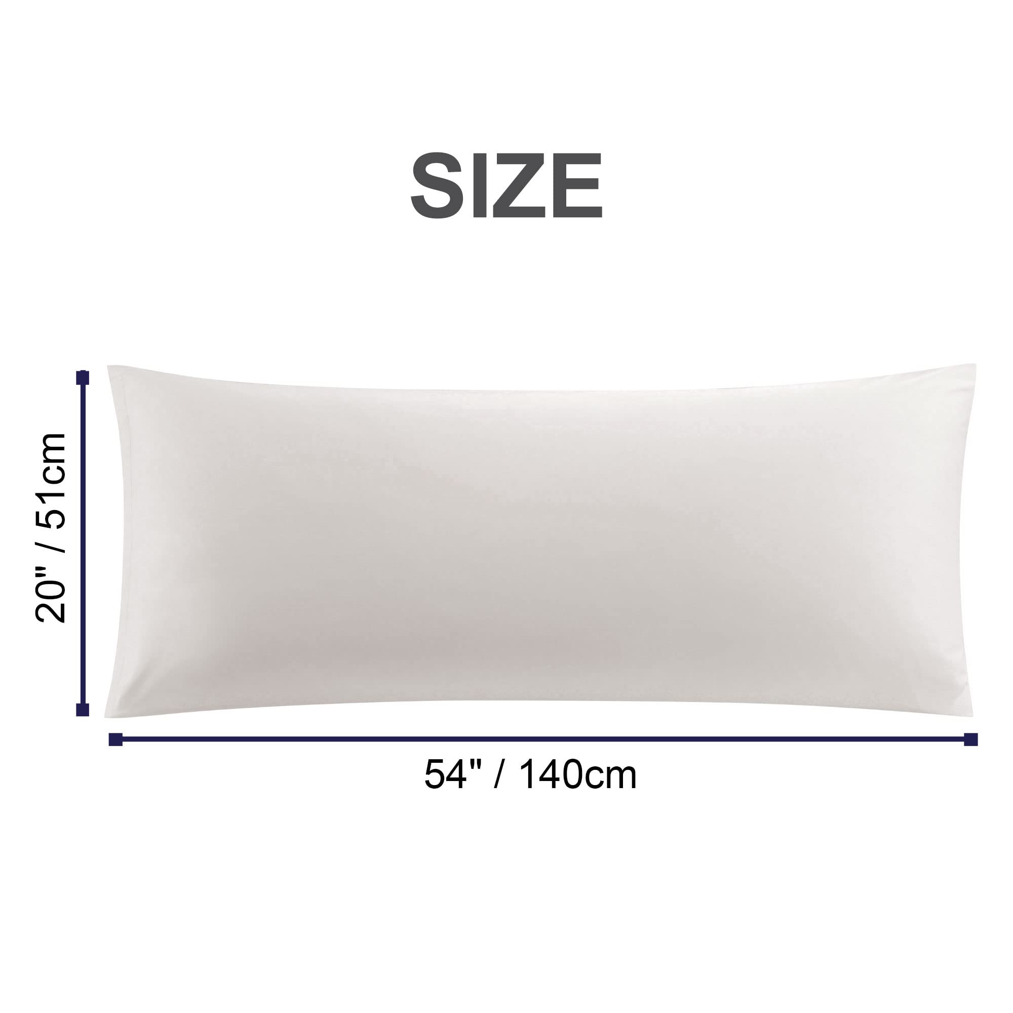 PiccoCasa 400-Thread-Count Cotton Body Pillow Cover with Zipper Closure - 20x54 Inches, Isabelline | Soft & Breathable Pillowcase for Sleeping, Pregnancy Support & Home Decor