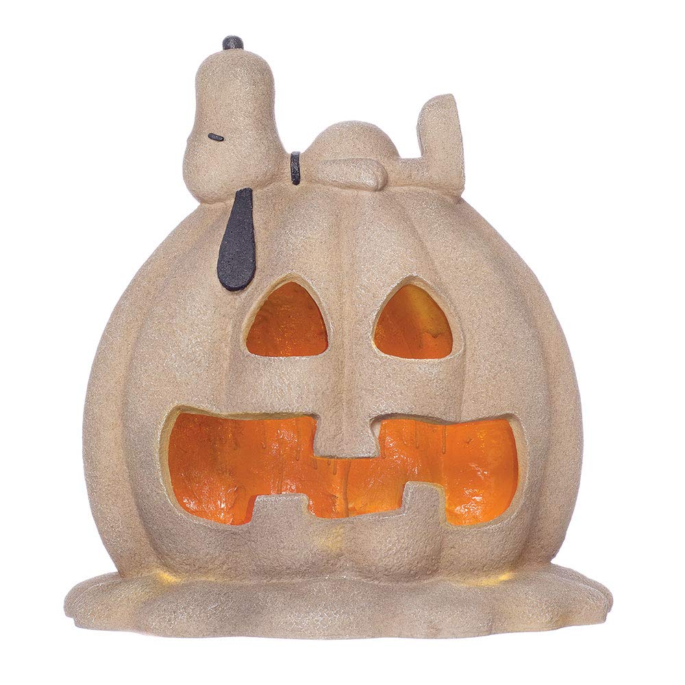 Roman Lights Peanuts Snoopy LED/Solar Powered Jack-O'-Lantern Statue - 18 Inch Halloween Outdoor Decor for Garden, Yard & Porch