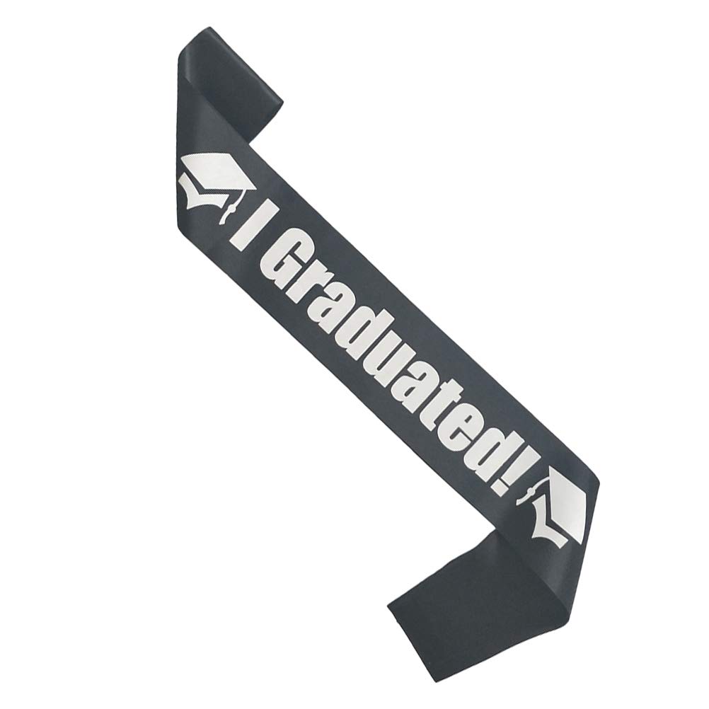 Unisex Black & White Satin Graduation Sash - Elegant Graduation Party Accessory for High School & College Ceremonies