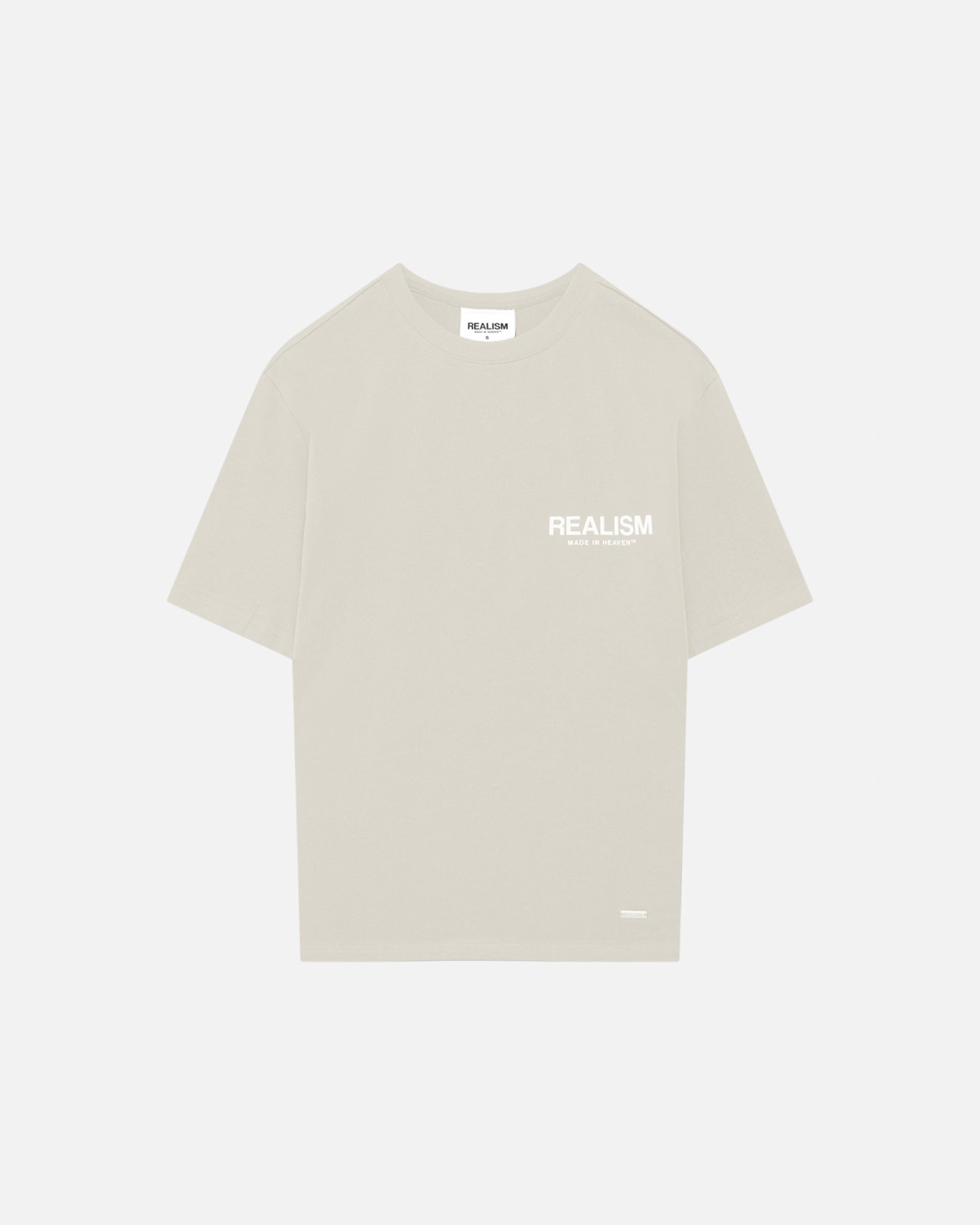 SSS Realism Heaven Logo Tee - Soft Wheat Color Cotton T-Shirt for Men & Women | Casual Streetwear, Graphic Tees for Everyday Wear