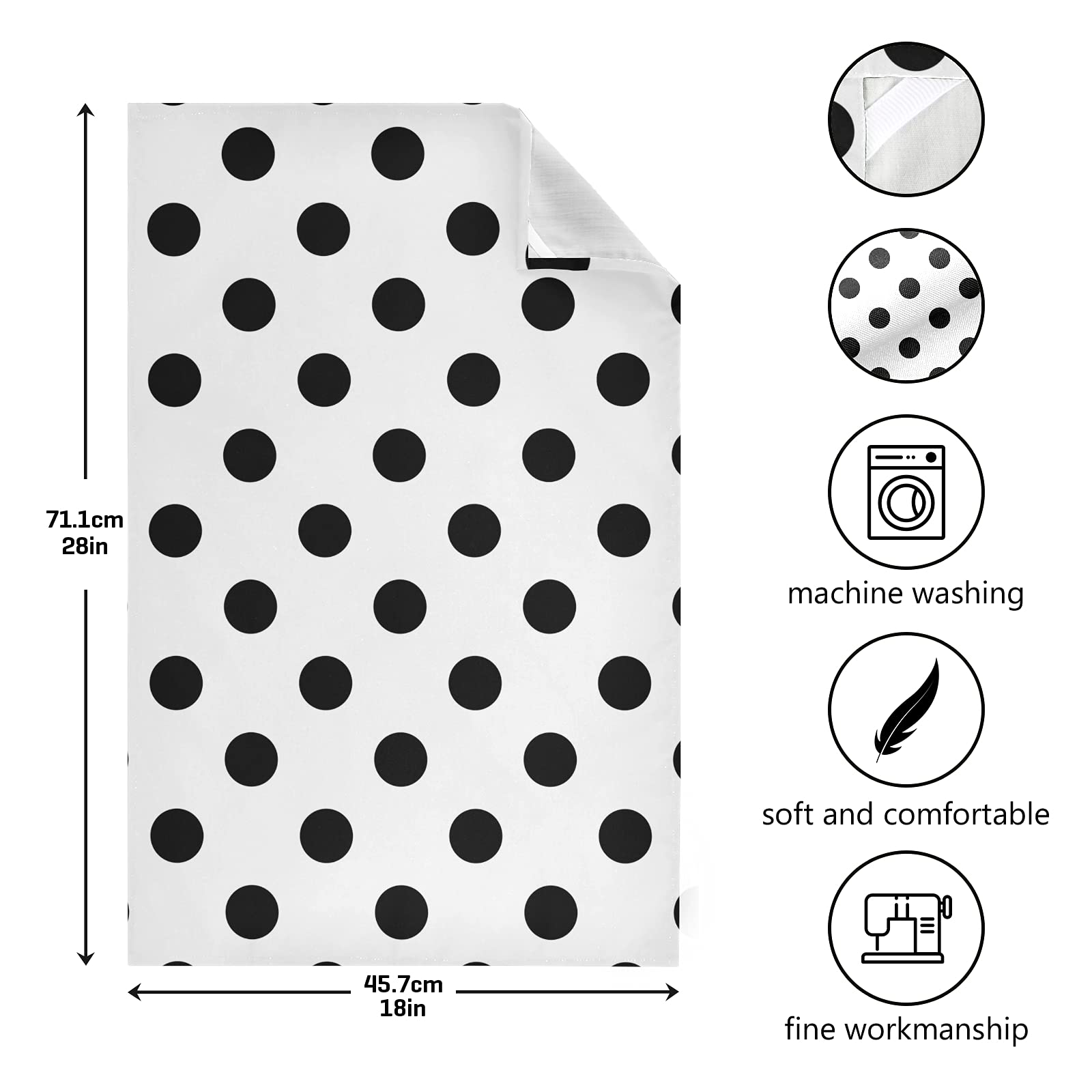 Susiyo Super Soft Absorbent Kitchen Dish Towels Set of 4 - Black and White Polka Dot Microfiber Polyester Dish Cloths (28x18 Inch) | Decorative Tea Towels for Drying Dishes, Cleaning Countertops & Stylish Kitchen Decor