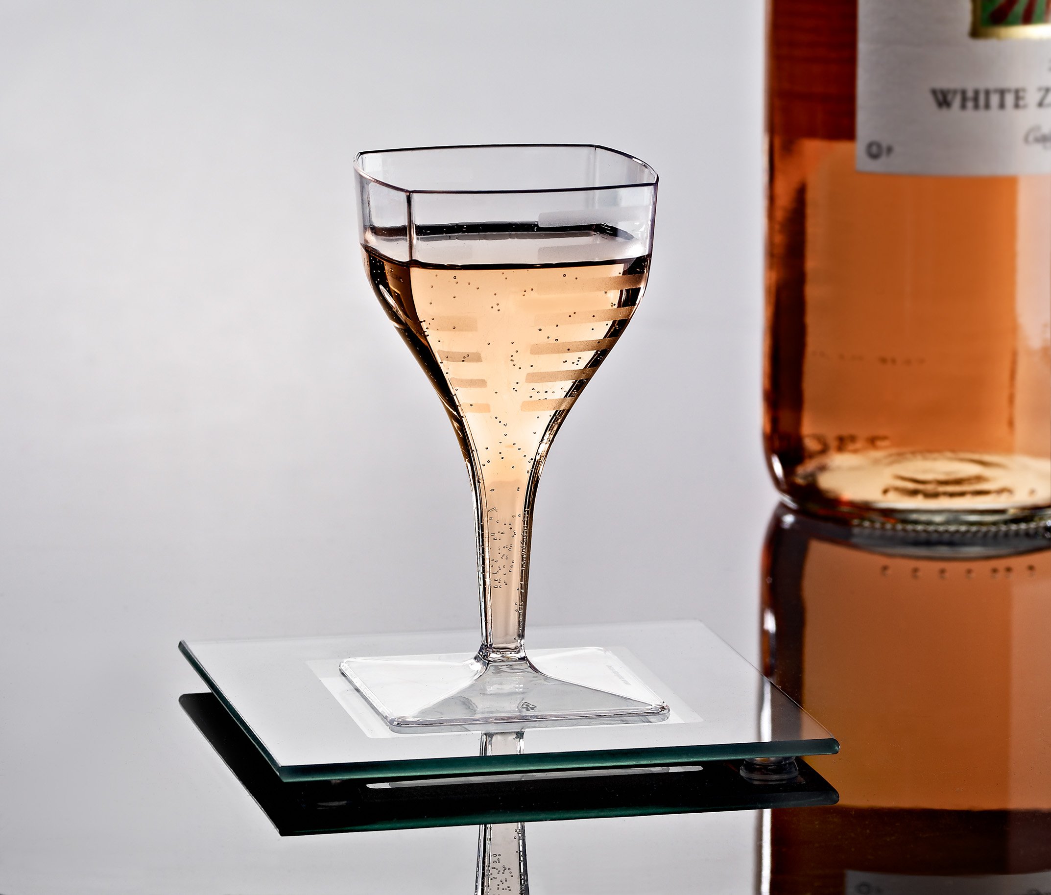 2 oz. Disposable Plastic Wine Glasses - Square Pedestal Mini Tasting Cups for Wedding, Party, Dessert, Jello & Champagne (96-Pack) | Perfect for Events, Catering & Home Entertaining