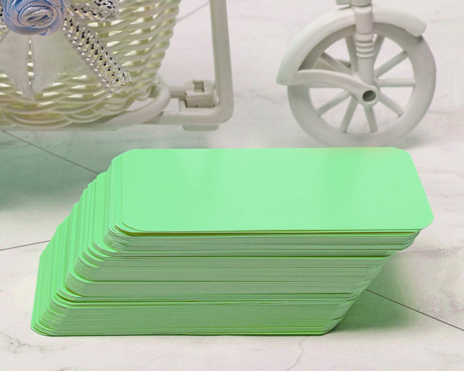 100 Pcs Mini Blank Gift Note Cards - Light Green DIY Craft Paper for Business Messages & Thank You Cards | Perfect for Wedding Favors, Party Invitations, Scrapbooking & Small Word Decorations