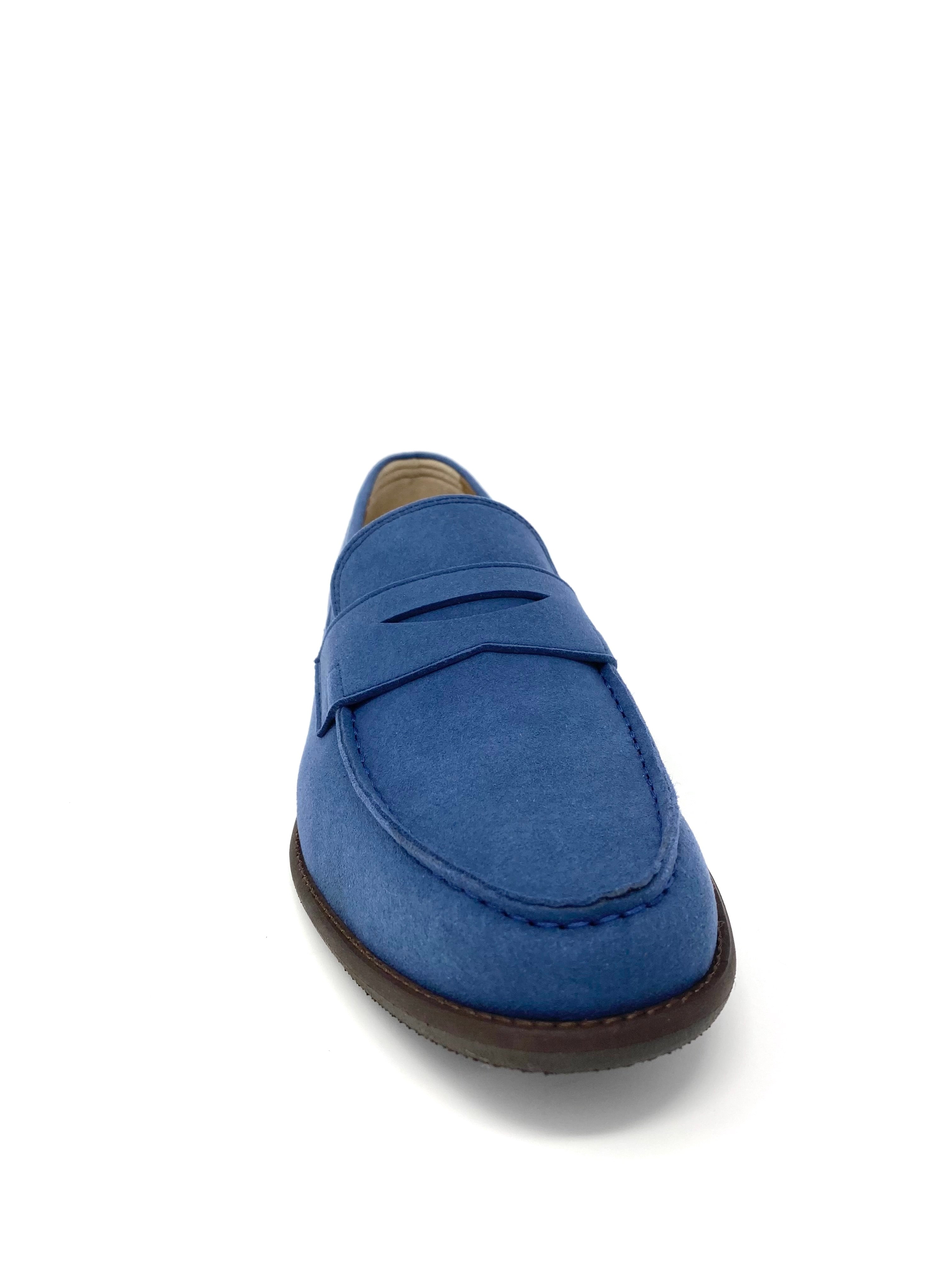 Novacas Blue Suede Anthony Loafers for Men - Comfortable Slip-On Dress Shoes for Business & Casual Wear | Office, Wedding & Daily Use