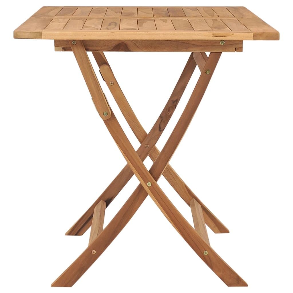 Premium Solid Teak Wood Folding Patio Table - Weatherproof Outdoor Dining Table with Umbrella Hole - Smooth Sanded Finish - Easy Assembly - 47.2