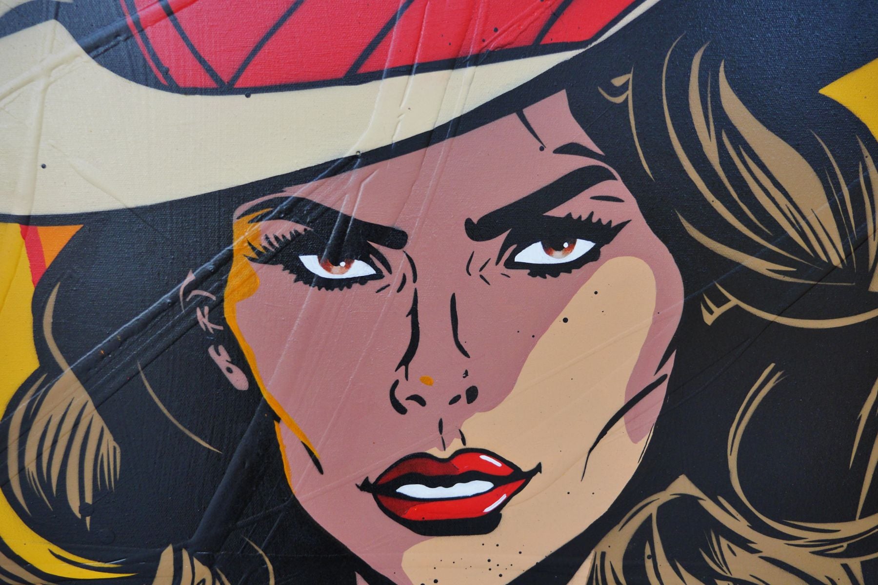Choices 120cm x 150cm Cowgirl Textured Urban Pop Art Canvas Painting - Western Home Decor for Living Room, Bedroom & Office Wall Art