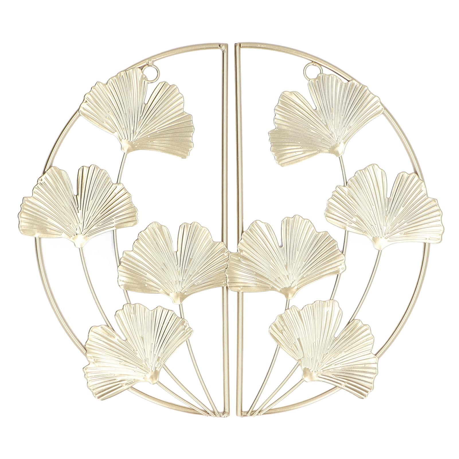 FTVOGUE 2 Pack Gold Ginkgo Leaf Metal Wall Art Decor with Frame - Elegant Iron Wall Hanging for Home, Bedroom, Living Room, Office - Nature Inspired Decorative Accent for Modern Interior Design