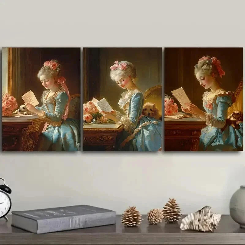 3-Piece Afternoon Time Girl Wall Art Set - Framed Canvas Prints 50x70cm - High Quality Australian Made - Ready to Hang - Perfect for Living Room, Bedroom & Office Decor