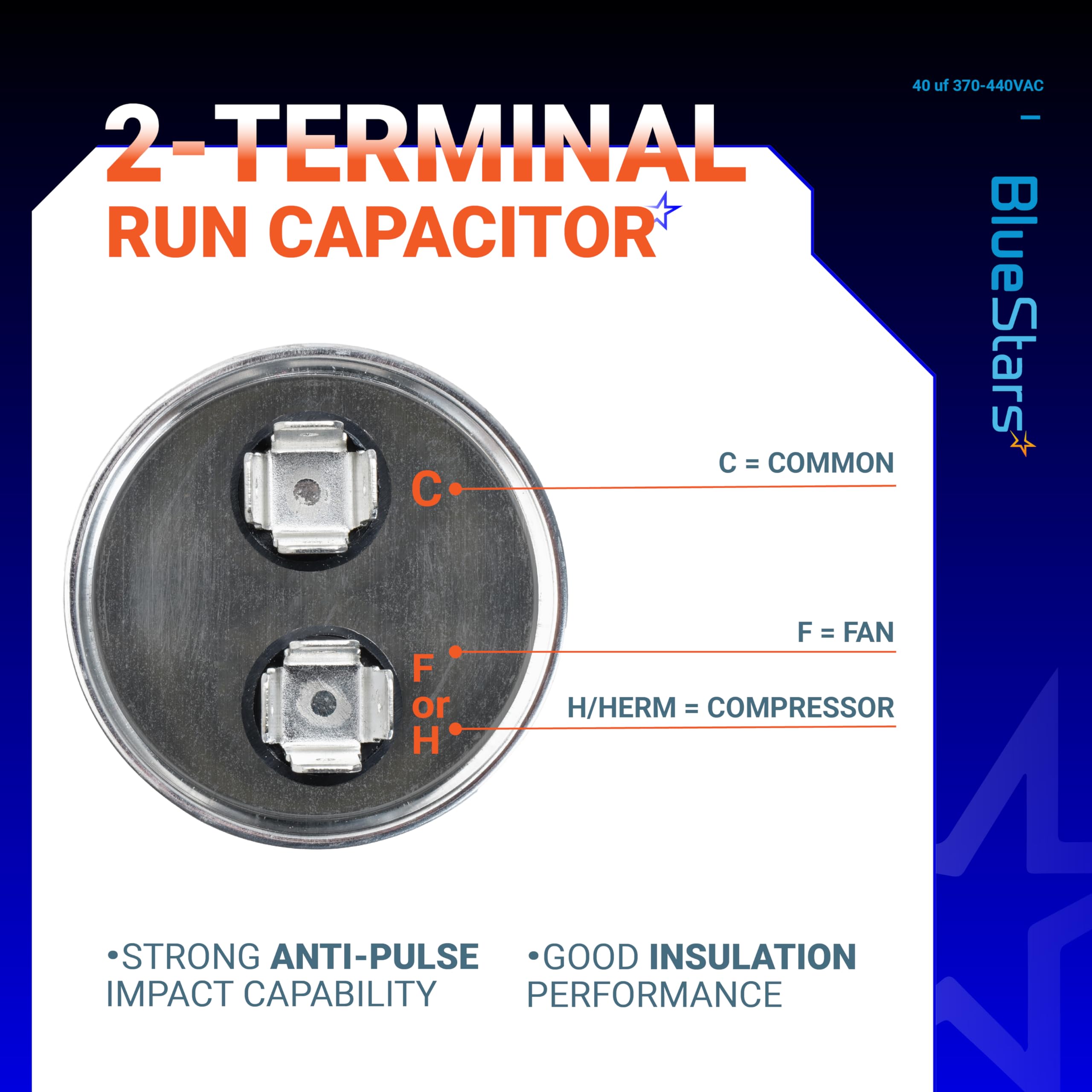 45uF 370-440VAC Round Run Start Capacitor Replacement - Exact Fit for AC Motor, Fan, Heat Pump & Air Conditioner - HVAC System, Cooling Unit & Appliance Repair Part
