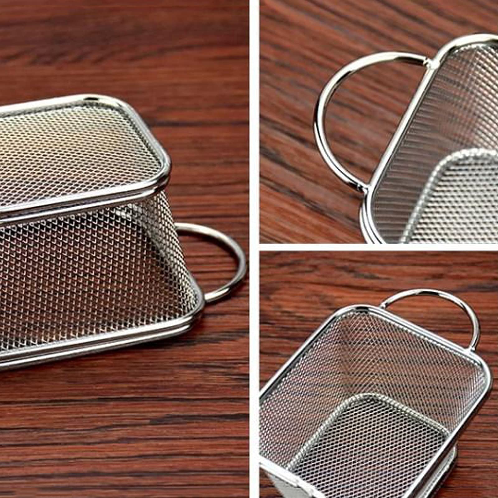 Stainless Steel French Fries Basket - Square Deep Fry Basket with Binaural Drain for Restaurants, Kitchens & Snack Bars - Perfect for Frying Tortillas, Chicken Wings, Onion Rings & More