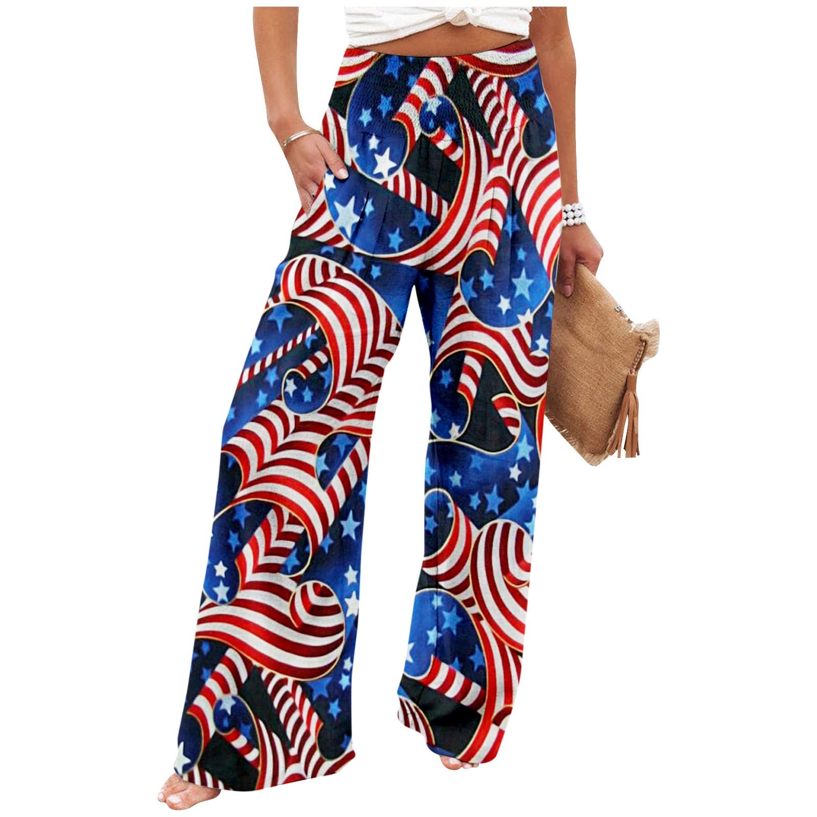 Women's Casual High Waist Cotton Linen Wide Leg Pants with Pockets - Comfortable Loose Fit Long Trousers for Summer, Travel & Everyday Wear