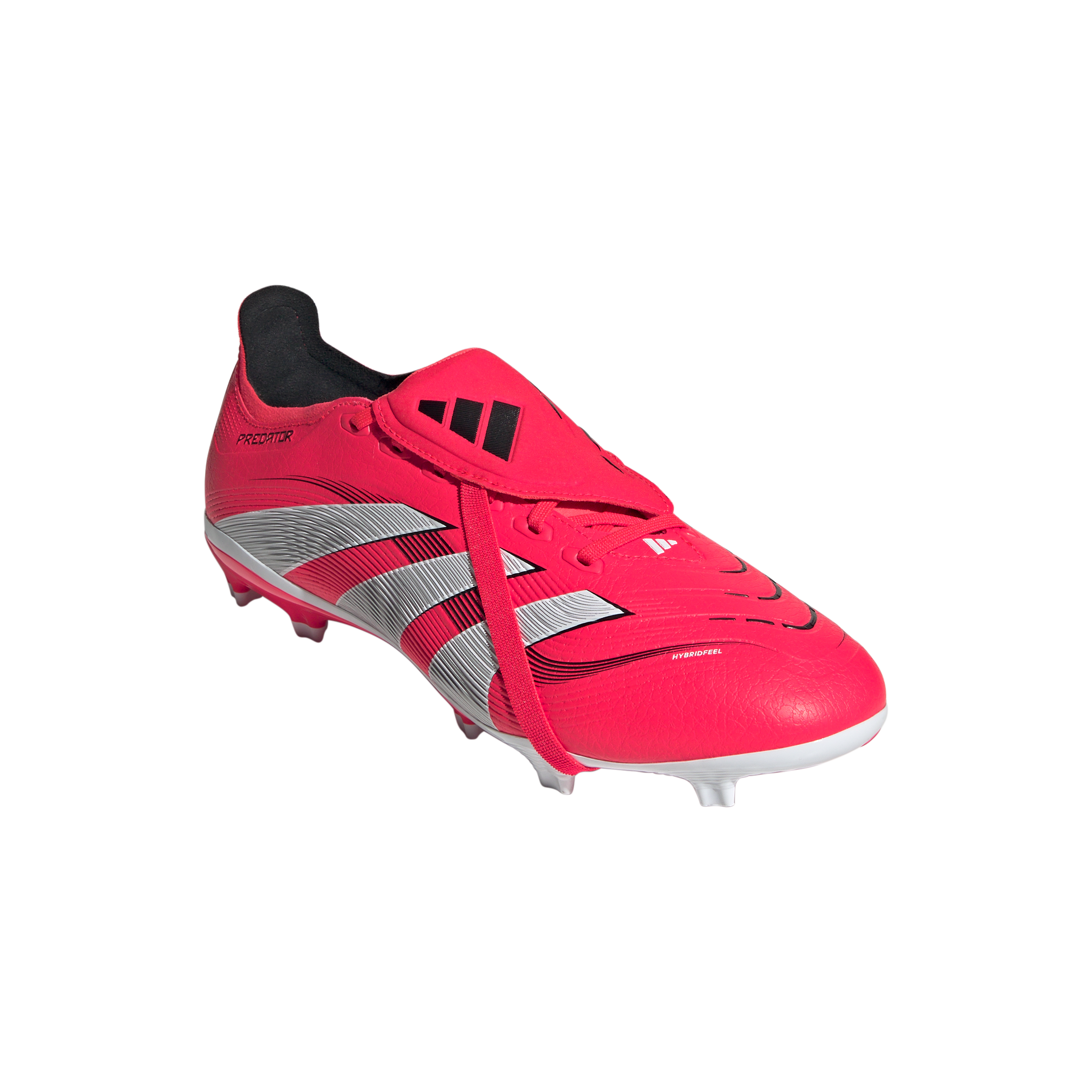 Adidas Predator League FG Soccer Cleats for Men - Fold Over Tongue Football Shoes in Lucid Red/White/Core Black | Perfect for Artificial Grass & Competitive Matches