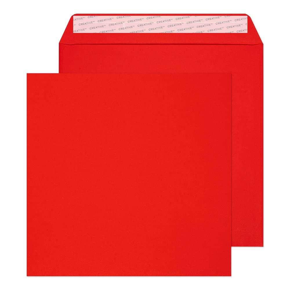 220 x 220mm 120 GSM Peel & Seal Wallet Envelopes - Pack of 250 | Creative Colour Pillar Box Red | Perfect for Mailing, Invitations & Business Correspondence
