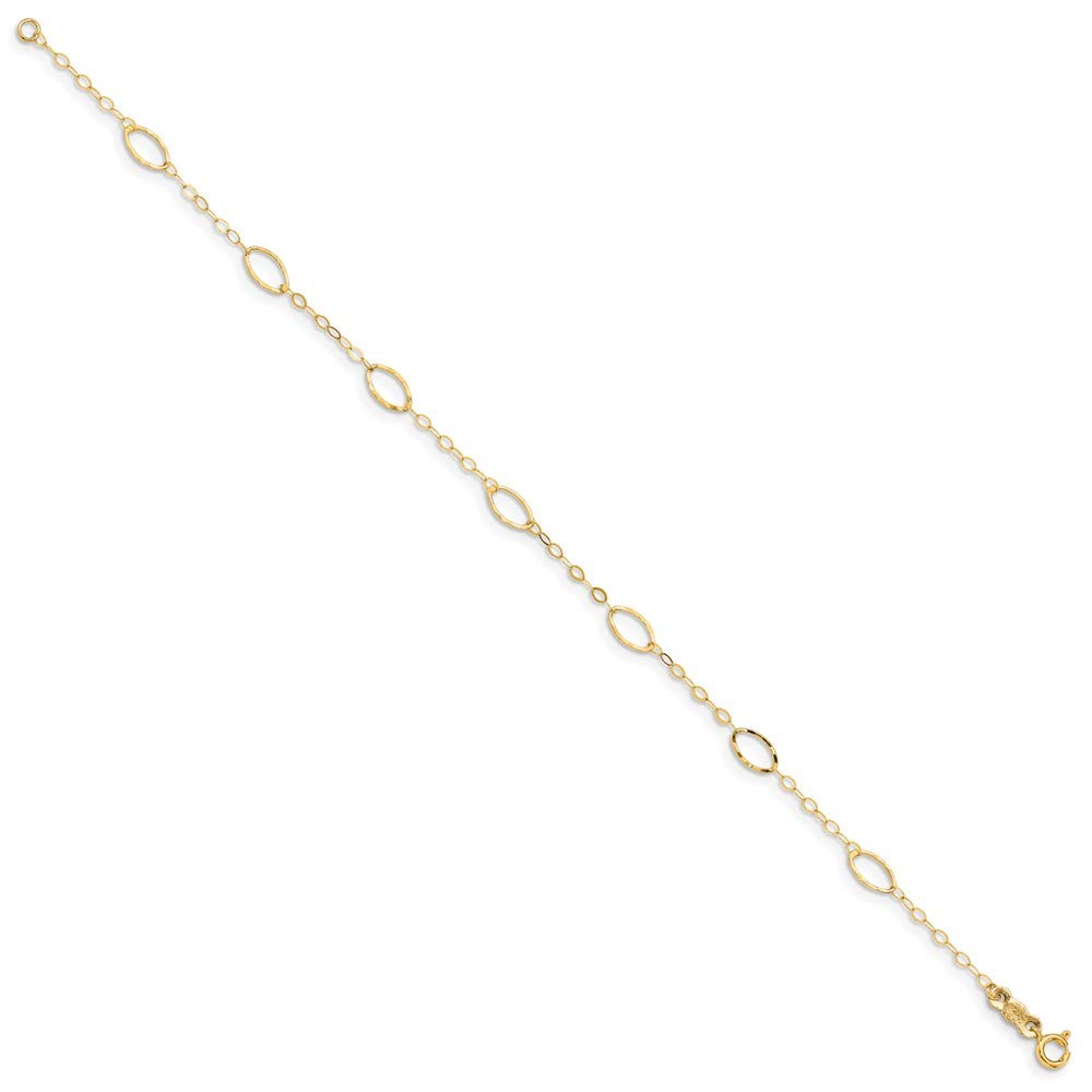 14K Solid Yellow Gold Oval Bracelet for Women - 7.25 Inch Elegant Jewelry Gift for Anniversary, Birthday & Special Occasions
