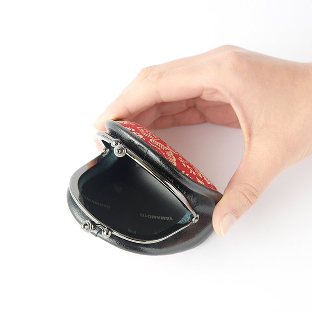 Japanese Koshu Inden Deerskin Leather Coin Purse with Urushi Lacquer Clasp - Red Good Luck Charm Wallet, Made in Japan, Traditional Gamaguchi Change Purse for Everyday Use, Travel & Gift Giving